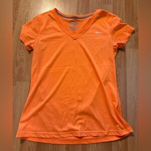 Nike Orange Fitted V-Neck Short Sleeve Tee